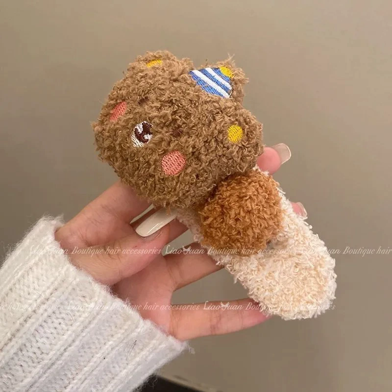 Заколка‑краб большая плюшевая, медвежонок/краб, разные цвета, 10×4 см