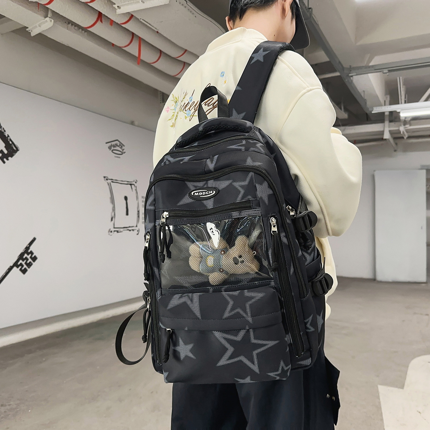 High-Looking Instagram-Style Schoolbag for Girls, Junior High School Students, High School Students, Large-Capacity Star-Printed Backpack, College Student Computer Backpack