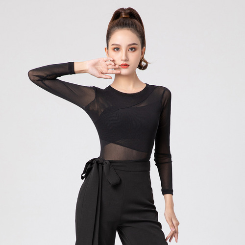 Dance practice clothing tops women's body dance clothing long-sleeved one-piece modern Latin classical Chinese dance training autumn