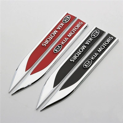 air vent sticker, personalized car | Car logo - standard-black-kia-1-pair-of-metal-fender-blades