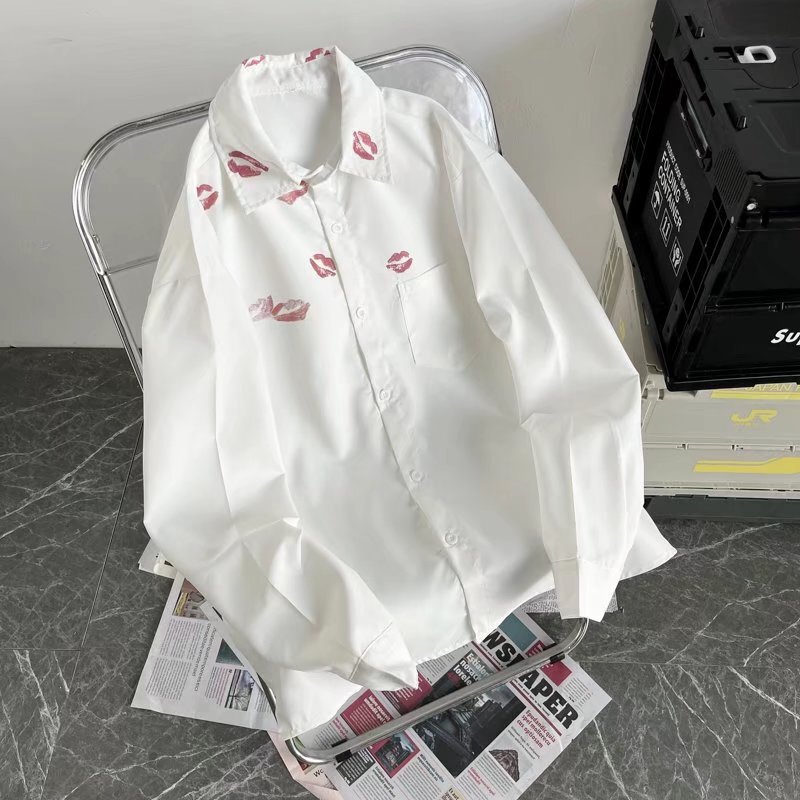 Internet Celebrity Shirt Men's Long-sleeved Hong Kong-style Bf Fashionable Printed Shirt Summer Thin Loose Casual Top Internet Celebrity Shirt Men's Long-sleeved Hong Kong-style Bf Fashionable Printed Shirt Summer Thin Loose Casual Top