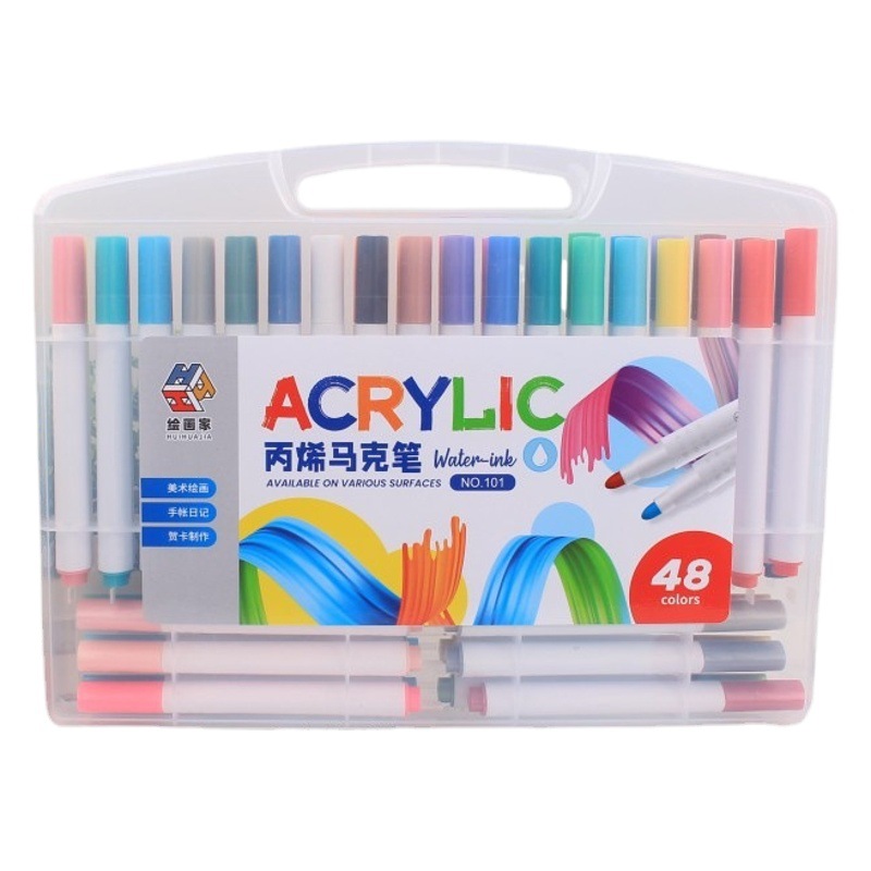 Acrylic Marker Pen Waterproof 12/48 Color Set, Fabric, Ceramic, Wood Painting Pens, Student Art Supplies