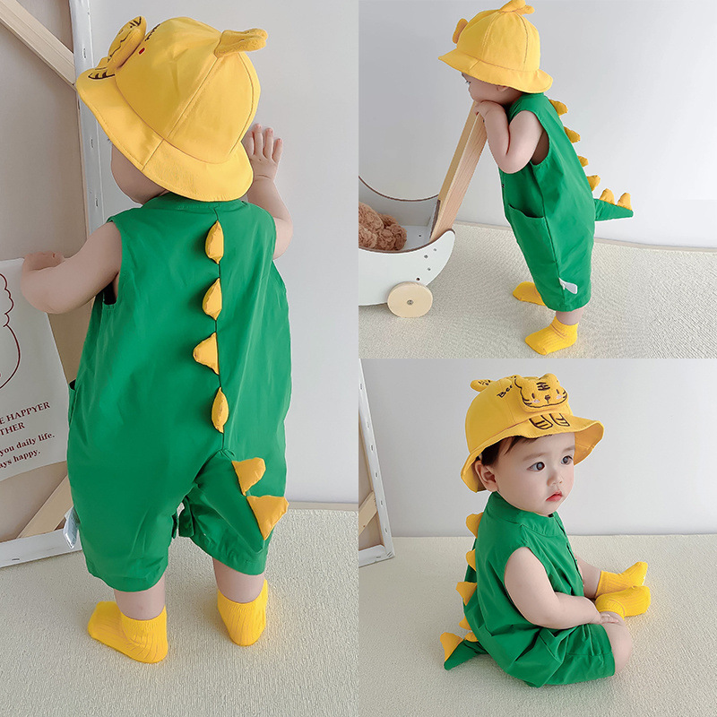 Pure Cotton Male and Female Baby Jumpsuits Summer Short-Sleeved Thin Newborn Baby Clothes Crawling Pajamas Children's Clothing for Going Out
