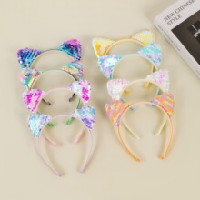 猫耳朵可爱发箍夏季高级感彩色亮片头箍2025新款儿童皇冠生日头饰