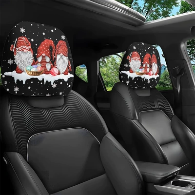Cross-Border New Product Christmas-Themed Car Pillowcase Elastic Printed Pillowcase Festive Atmosphere Decoration Car Pillowcase (Universal seat cover) - 01-double-sided-printing-1pc-26cm28cm