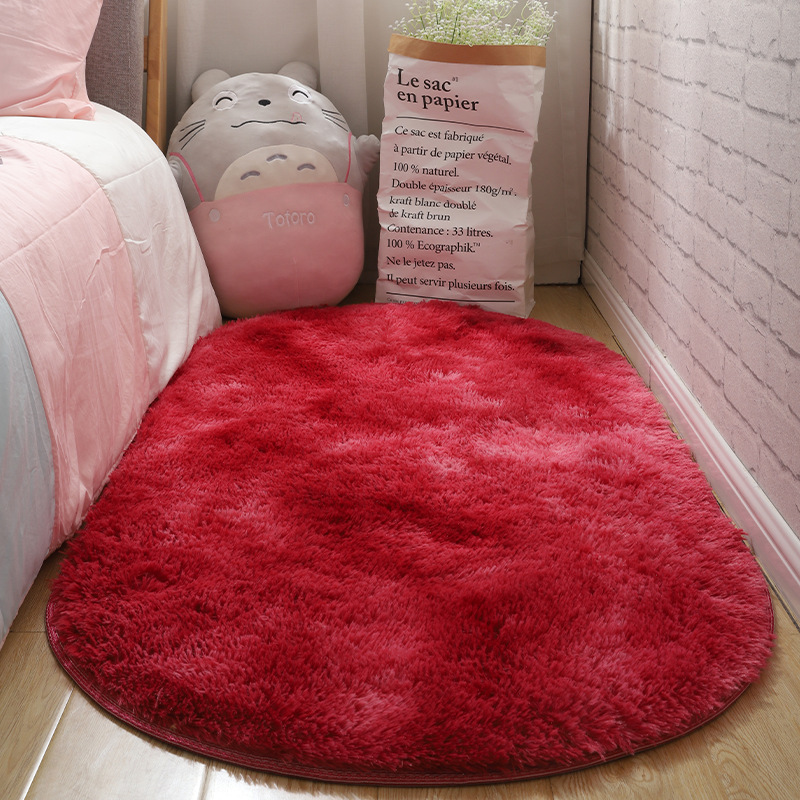 Luz de lujo dormitorio mantas de cama sala de estar oval simple estera de suelo vello largo teñido antideslizante balcón estera de ventana flotante paquete suave image 26