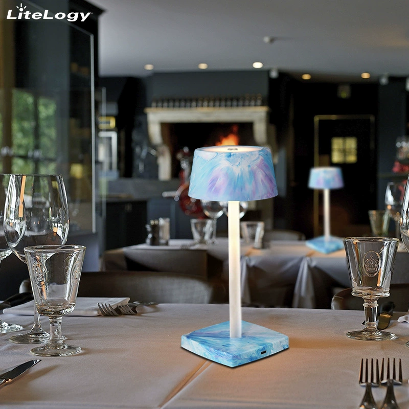 Эстетическая настольная лампа для трансграничного использования, перезаряжаемая уличная настольная лампа, прикроватная уличная настольная лампа для ресторана, ночник, USB-чернильно-синяя настольная лампа