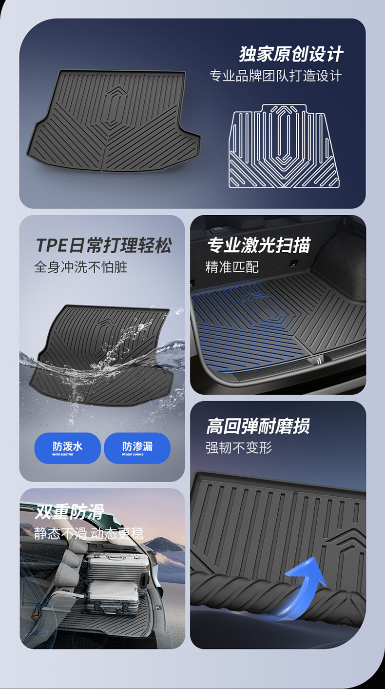 Suitable for Shangjie Z7 Z7T H5 Special Vehicles, All-Weather Tpe Car Trunk Mat, Car Accessories