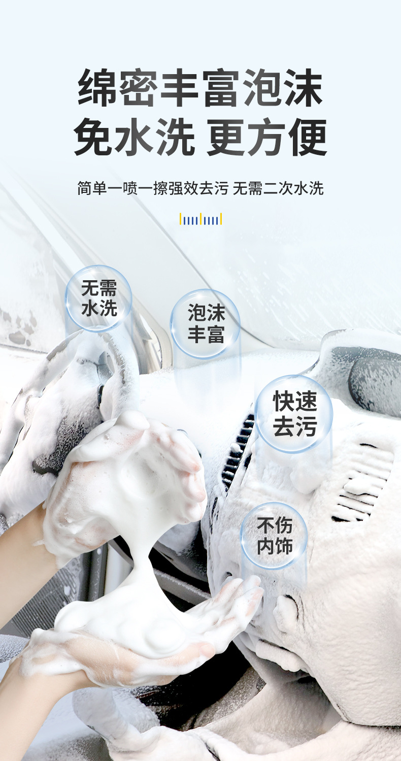 Car Interior Multifunctional Foam Cleaner, No-Rinse Car Interior Ceiling and Seat Cleaner, Complete Set of Car Cleaning Tools