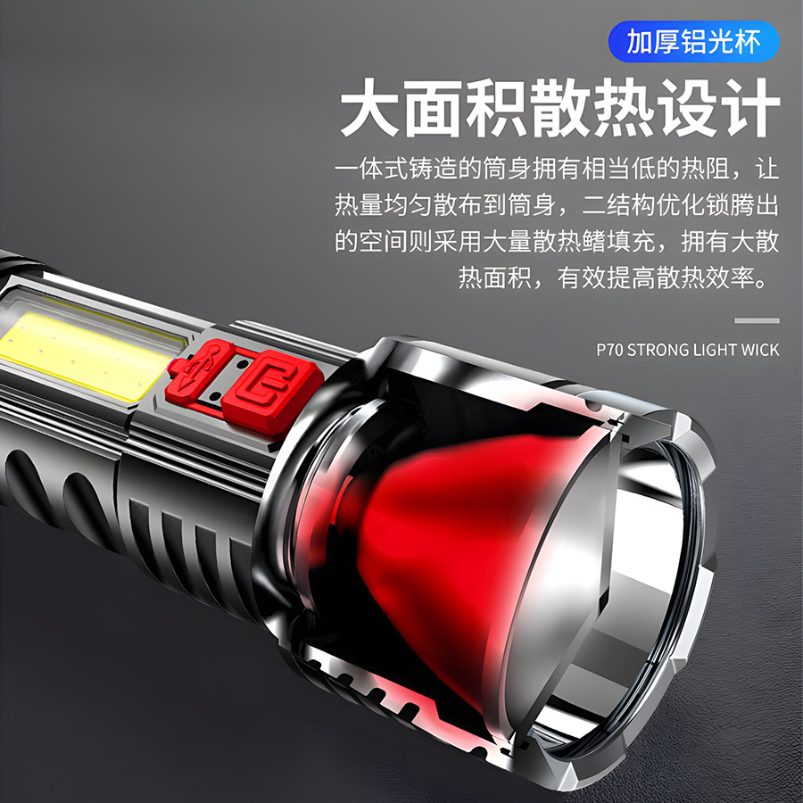 Transfronterizos COB linterna lateral luz de detección remota luz de montaje nocturno linterna al aire libre LED de gran capacidad USB carga luz