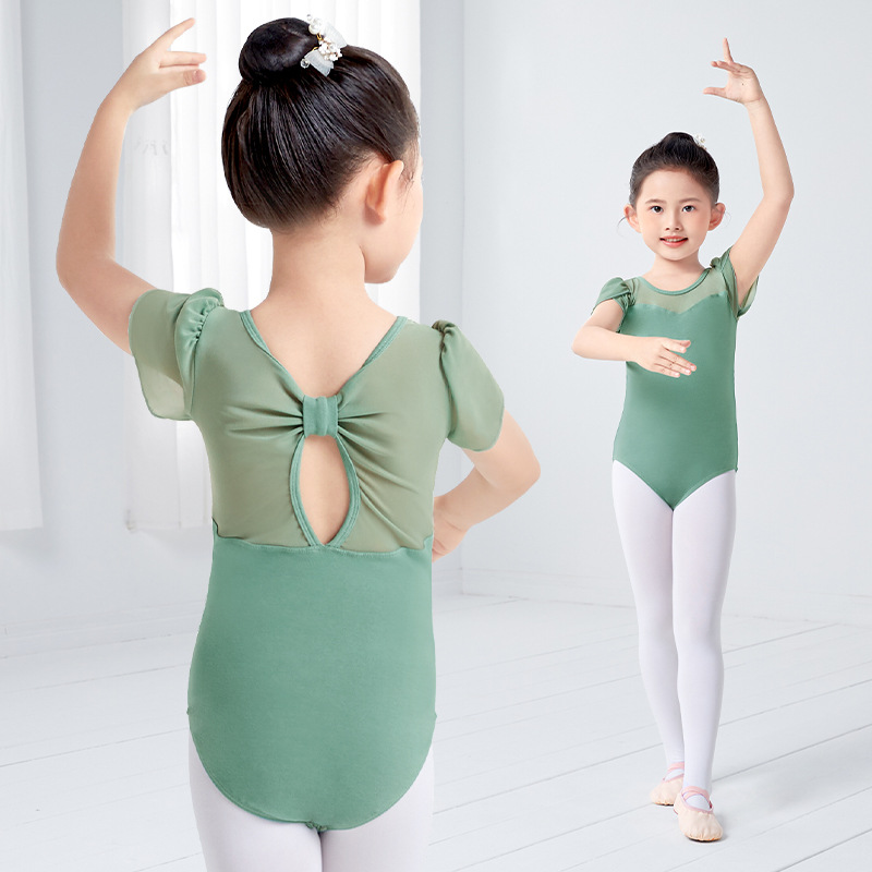 Ropa de práctica de baile para niños ropa de gimnasia de arco de Ballet para niñas Examen de arte para mujeres nueva ropa de cuerpo de manga corta Ropa de baile