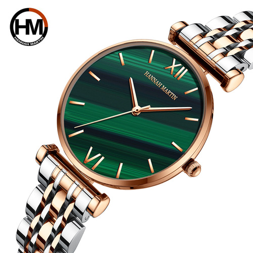 Hannah Martin/Hannah Martin Japanese movement starry malachite small green watch ladies waterproof watch