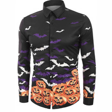 2025春夏男士高品质休闲百搭简约印花长袖翻领衬衫