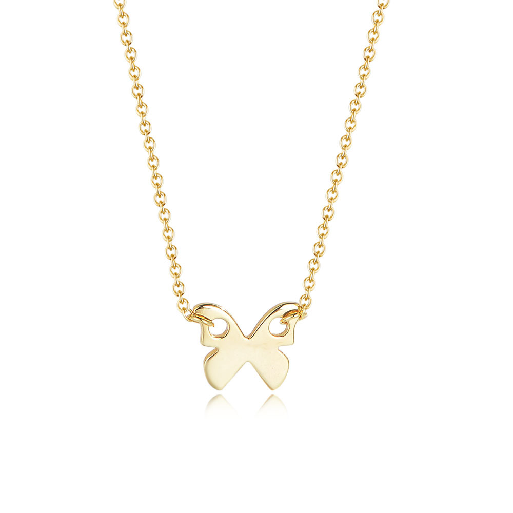 Mori estilo fresco celebridad en línea joyería elegante simple clavícula cadena s925 plata esterlina chapado en oro brillante mariposa Collar para las mujeres