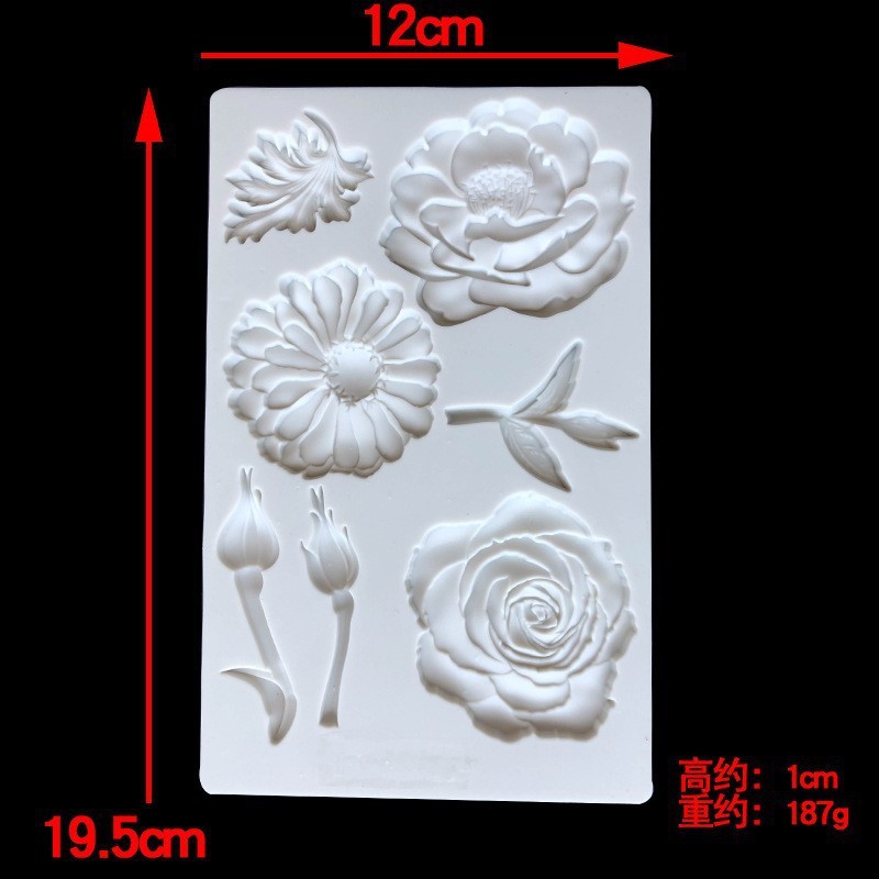 Flor de peonía grande Pastel de cumpleaños Flor de fondant Chocolate Molde de silicona Decoración de pastel Diy resina de pegamento