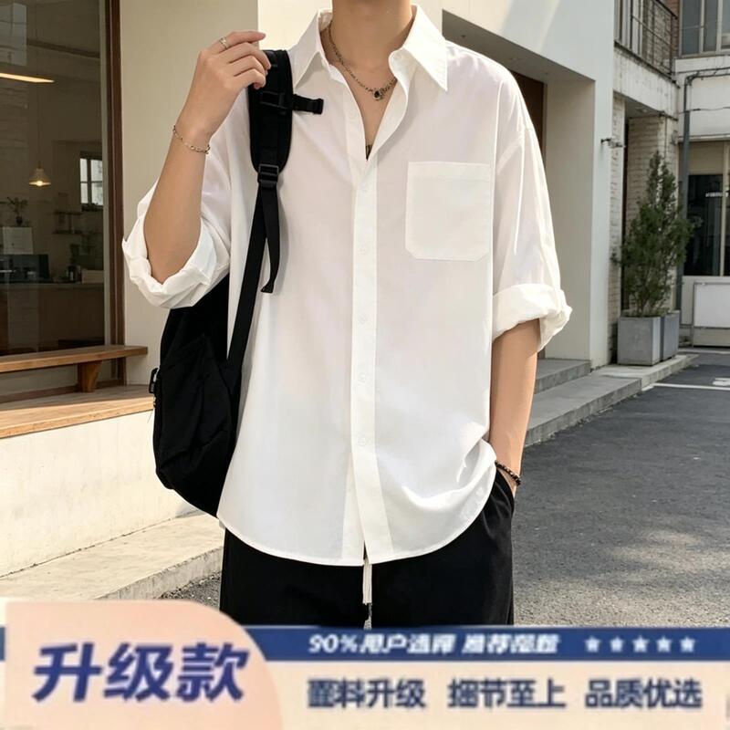 Black Ice Silk Short-Sleeved Shirt for Men, Summer Trendy Brand Design Shirt, T-Shirt with a High-End Feel, Cool and Stylish, Complete Set Black Ice Silk Short-Sleeved Shirt for Men, Summer Trendy Brand Design Shirt, T-Shirt with a High-End Feel, Cool and Stylish, Complete Set