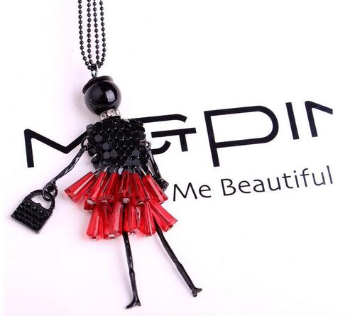 Japanese and Korean Style Woolen Chain Crystal Jewelry Pendant Long Necklace Girl's Necklace Accessory Pendant Body Chain Neck Decor