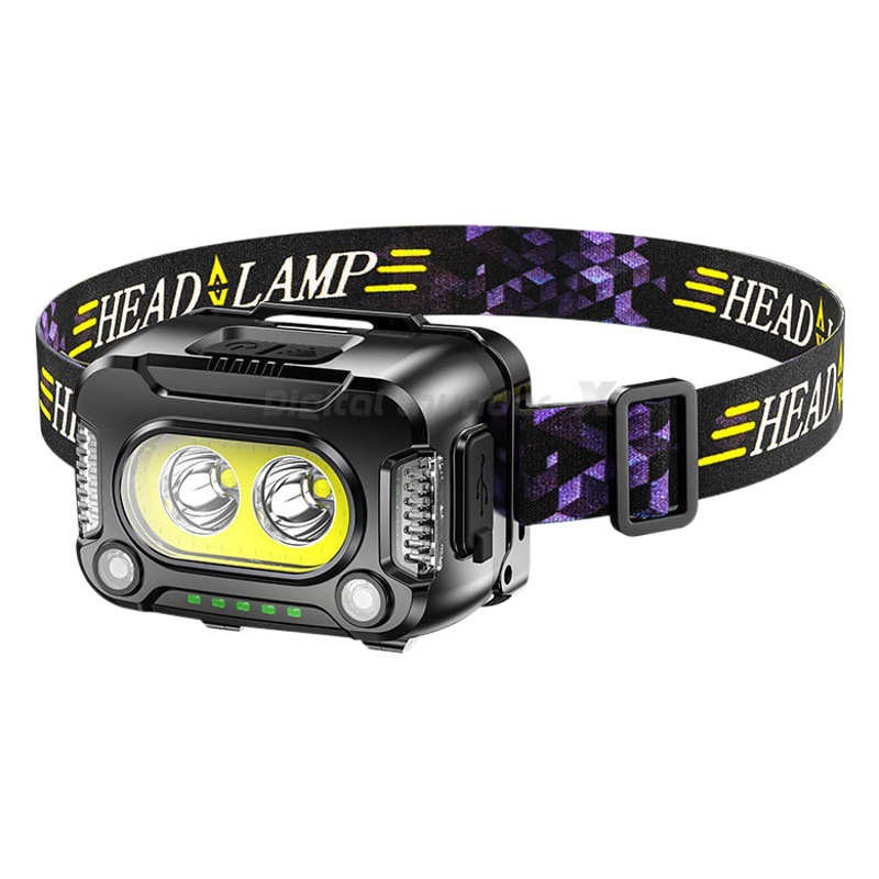 Linterna frontal con sensor COB para correr de noche, pescar, linterna de inundación, linterna frontal ultrabrillante para correr al aire libre, lámpara especial para correr de noche