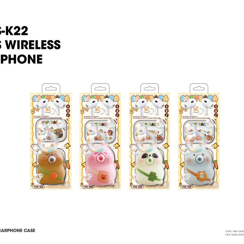 新しい TWS インイヤーワイヤレス Bluetooth ヘッドセットシリコン保護ケース本物のカピバラバブルピンチ|undefined