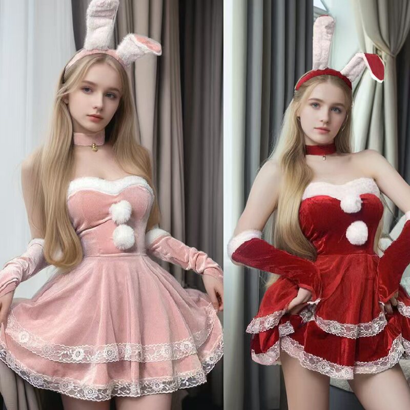 New High-Looking Sexy Bunny Girl Pure Lust Dress New Year's Shirt Internet Celebrity Christmas Party Christmas Outfit New High-Looking Sexy Bunny Girl Pure Lust Dress New Year's Shirt Internet Celebrity Christmas Party Christmas Outfit