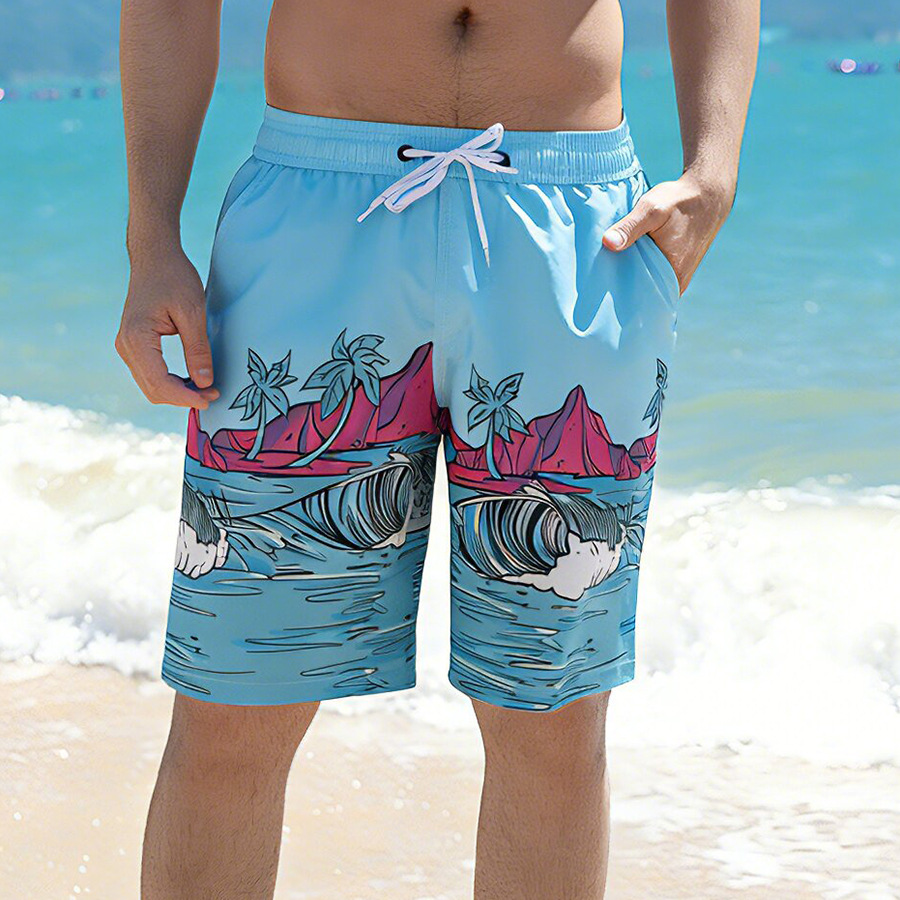 Pantalones de playa para hombres, pantalones cortos deportivos de secado rápido de cinco puntos para hombres, se pueden ir al agua, el estilo relajado de la primavera.