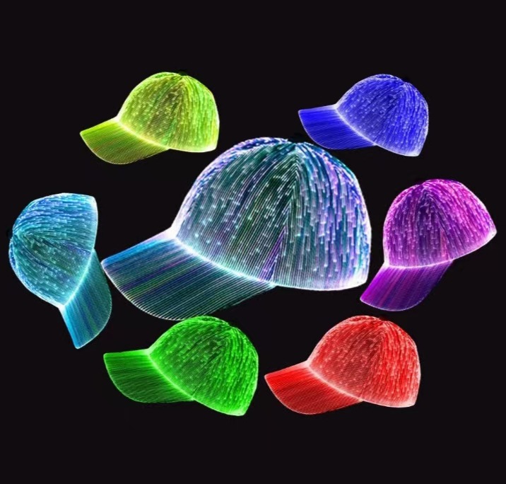 Hot sale nuevo club nocturno bungee fibra óptica luminosa gorra flash hip hop