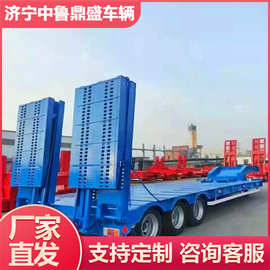 俄罗斯多轴平板大件运输半挂车3-4-6-8轴 折叠液压爬梯平板半挂车