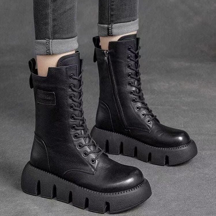 2023 Winter New High Martin boots thick bottom cross-border warm women's boots casual fashion all-match lace-up cotton boots for women 2023 Winter New High Martin boots thick bottom cross-border warm women's boots casual fashion all-match lace-up cotton boots for women