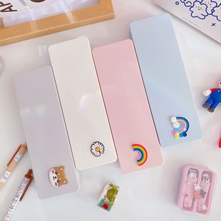Ins Stationery Case Pencil Case Multifunctional Creative Stationery Simple Cartoon Plastic Pencil Case Student Storage Pencil Case