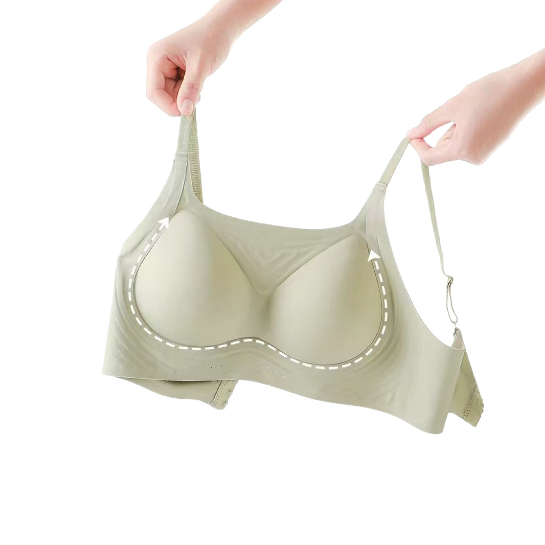 Ropa interior de encaje con hebilla abierta frente a copa fija, sujetador cómodo de verano sin costuras, sujetador antiflacidez de talla grande para mujer