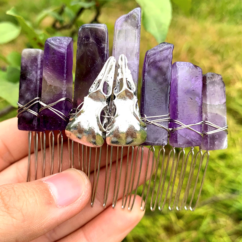 자수정 + 실버 까마귀 머리