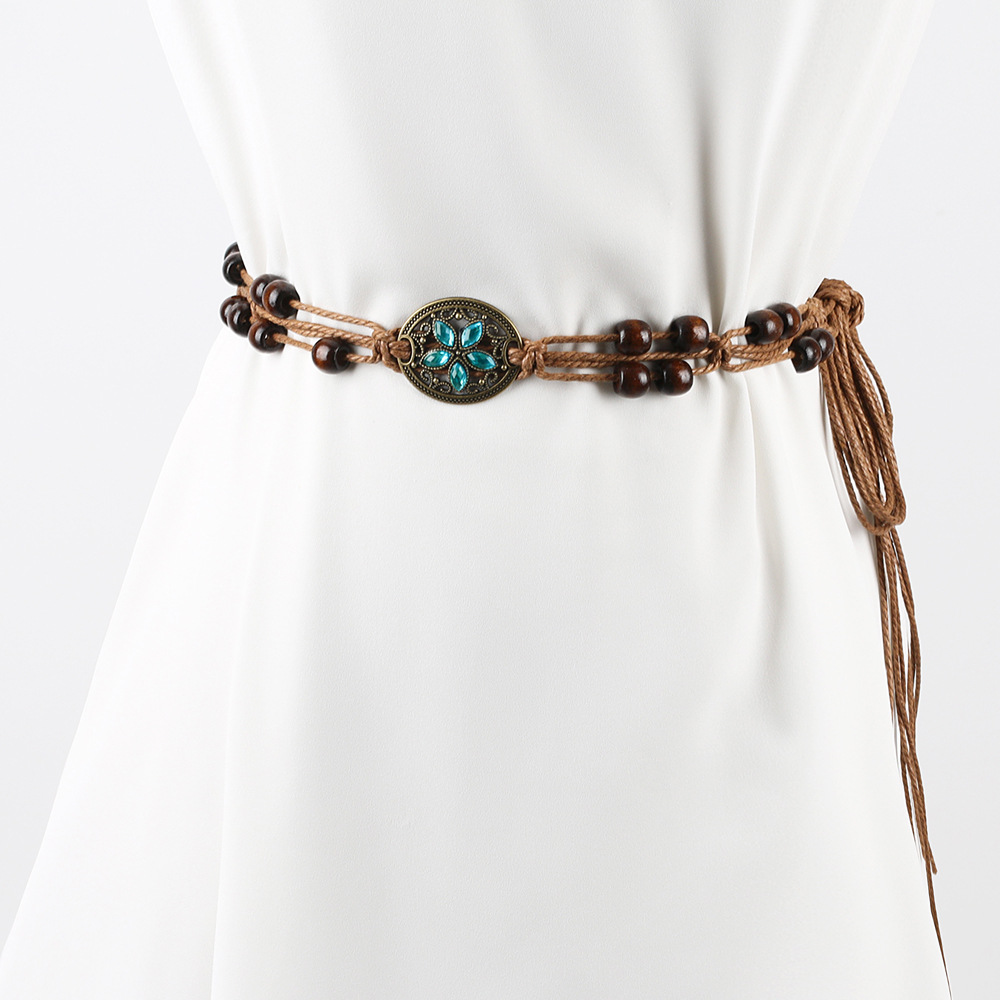 Handgefertigter gewebter Gürtel, Metall-Schmetterlings-Taillenkette, weibliche Seil-Taillenkette im Bohemian-Stil, Dekoration im Ethno-Stil, Vintage-Gürtel-Trend_voghion.com