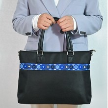 MEIYI美伊民族风5季新电脑包大容量多层手提肩黑色极简刺绣公文包