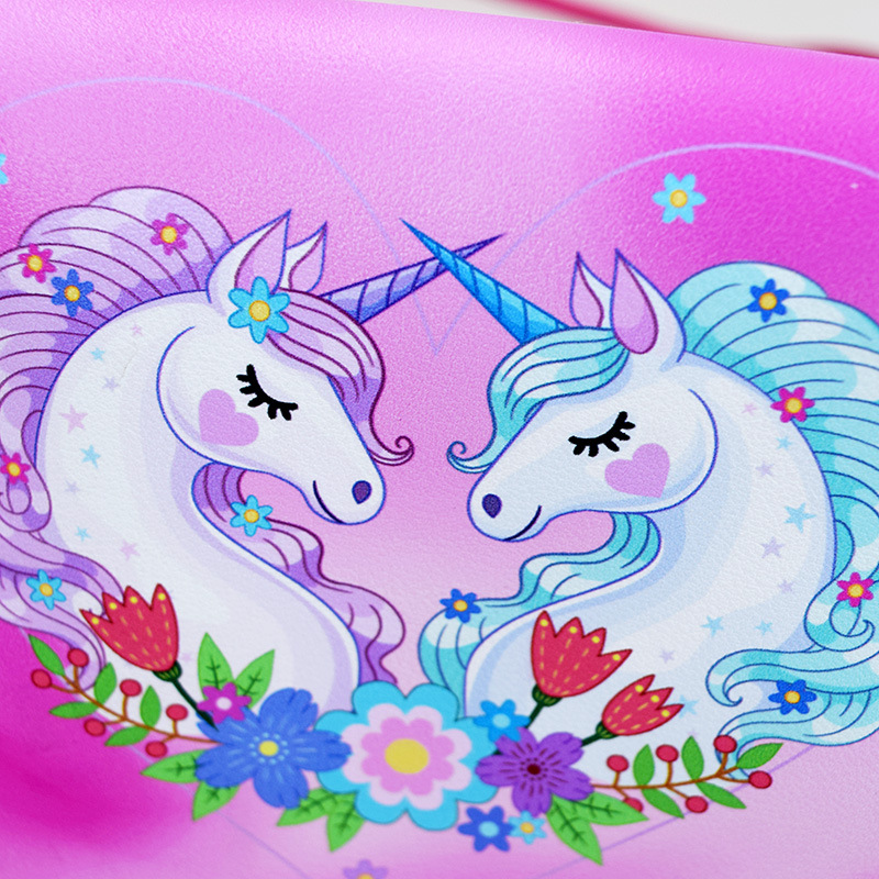 Women's Small Pu Leather Unicorn Cute Beading Square Flip Cover Coin Purse display picture 10