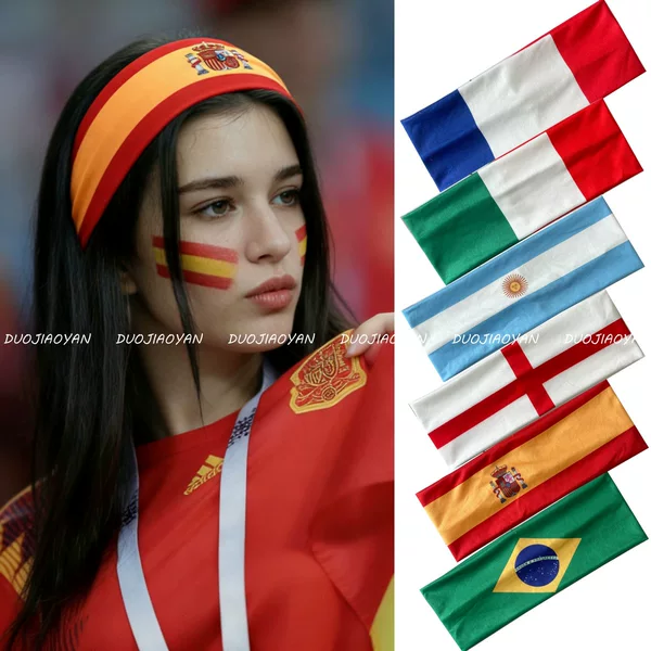 World Cup Flag Headband Football Fans Cheering Headscarf Party Headwear Elastic Anti-Sweat Sports Headband