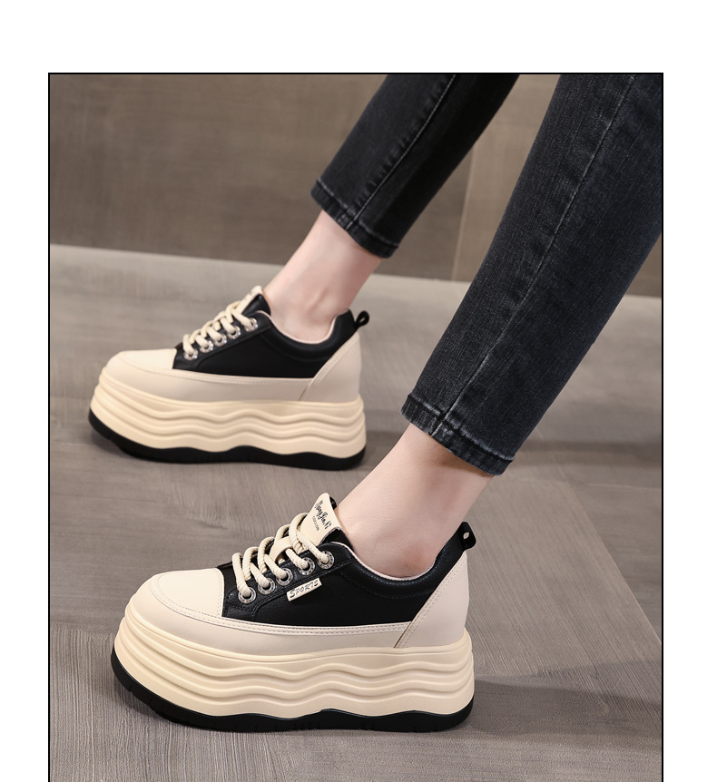 Giày sneaker nữ đế dày độn cao bên trong phiên bản cơ bản dễ phối — Màu đen chi tiết 15