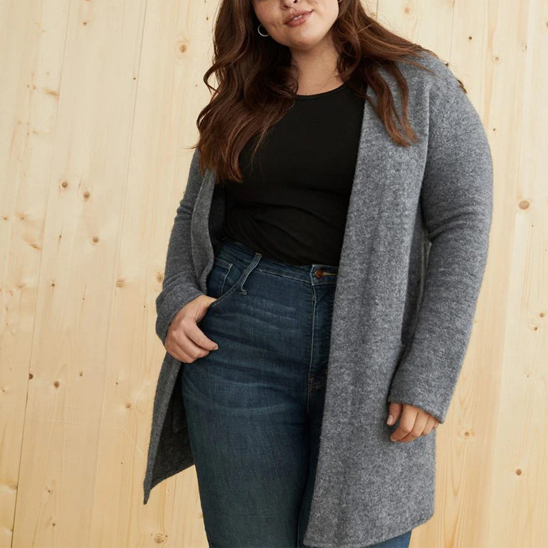 Elegante Einfarbige Damenstrickjacke Aus Weichem Acryl-strick_voghion.com