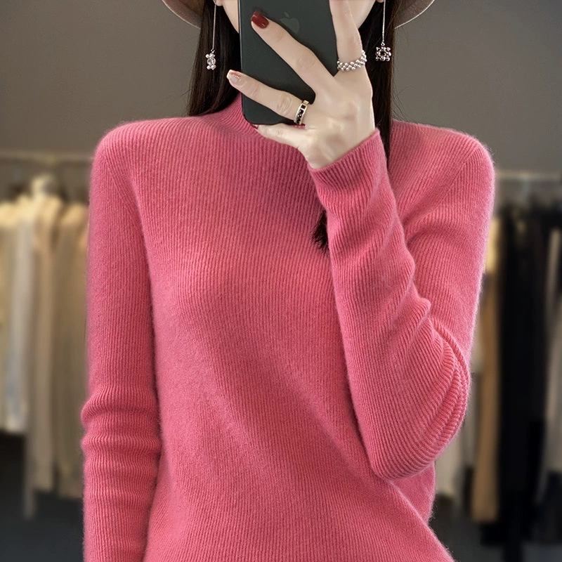 Осенний и зимний бархатный свитер с половинным вырезом