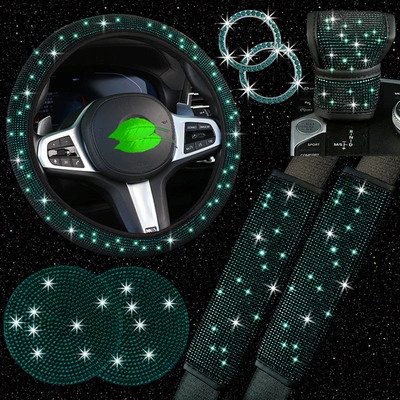 Steering wheel cover | Shoulder Pads, Cup Mat, Gear - green-38cm