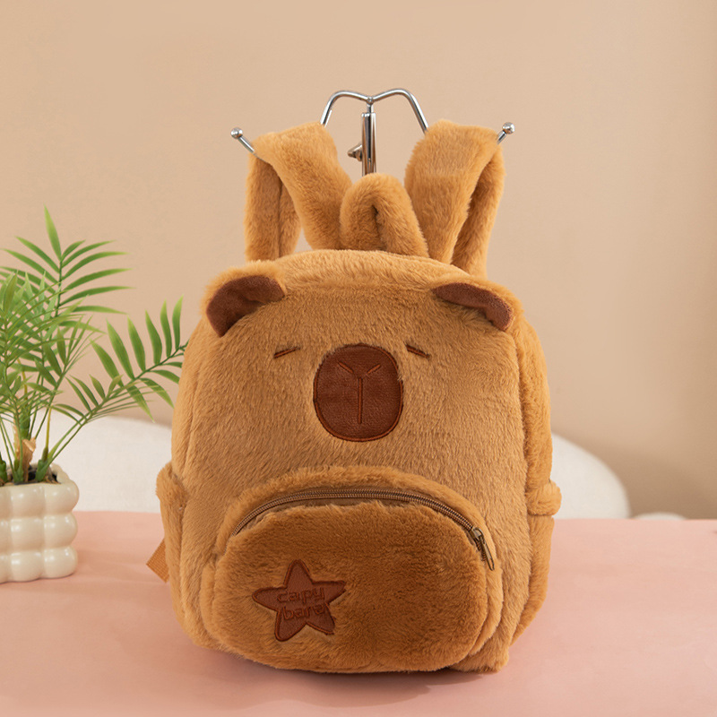 Nueva mochila Picabara Peluche Doll Cute Kids Bag Creative Capibara Doll Cartoon Backpack al por mayor