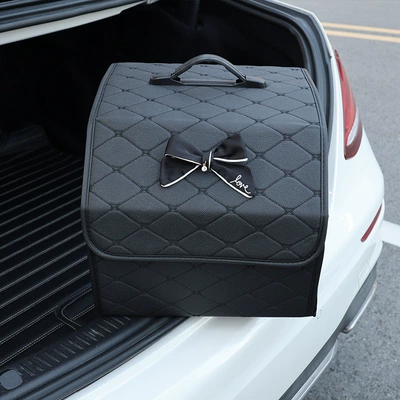 Car Trunk Storage Box: Car storage bag/box - black-love-bow-trumpet