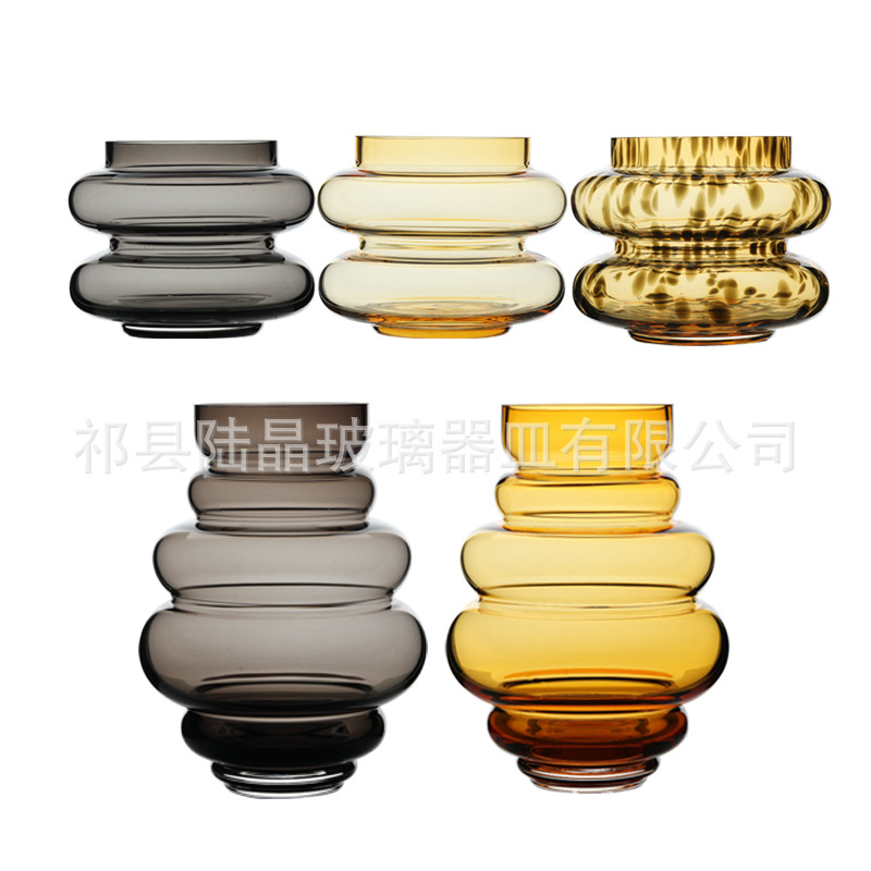 Florero de cristal de color medio antiguo florero de cristal de estilo nórdico hecho a mano decoración del hogar decoración del florero