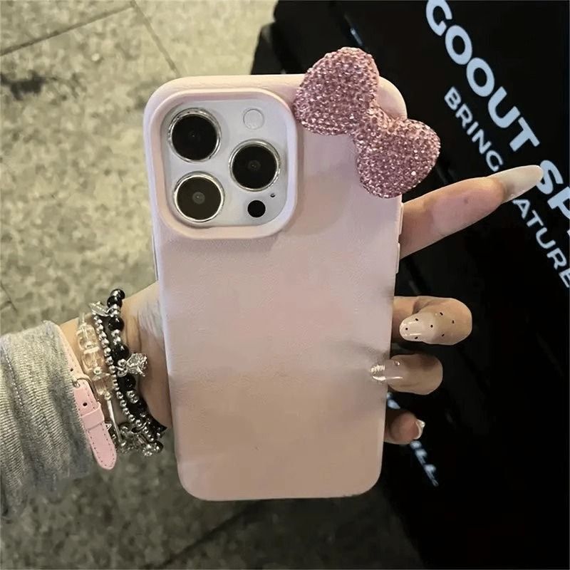 rhinestone bow for apple 16promax phone case iPhone15promax all-inclusive 14promax soft