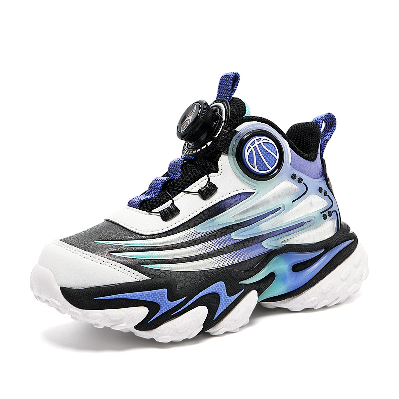 Fabricantes antideslizantes al aire libre zapatos de baloncesto de cuero con suela gruesa zapatos deportivos cómodos giratorios zapatos de entrenamiento transpirables para niños