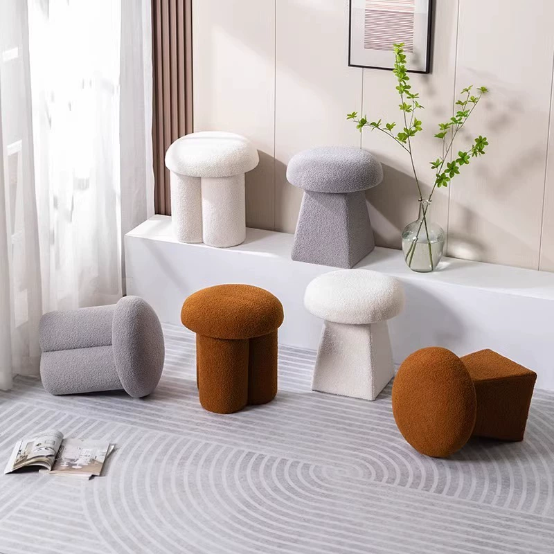 Скандинавский кремовый ветер милый макияж табурет грибной табурет домашний табурет гостиная низкий табурет диван для смены обуви круглый табурет