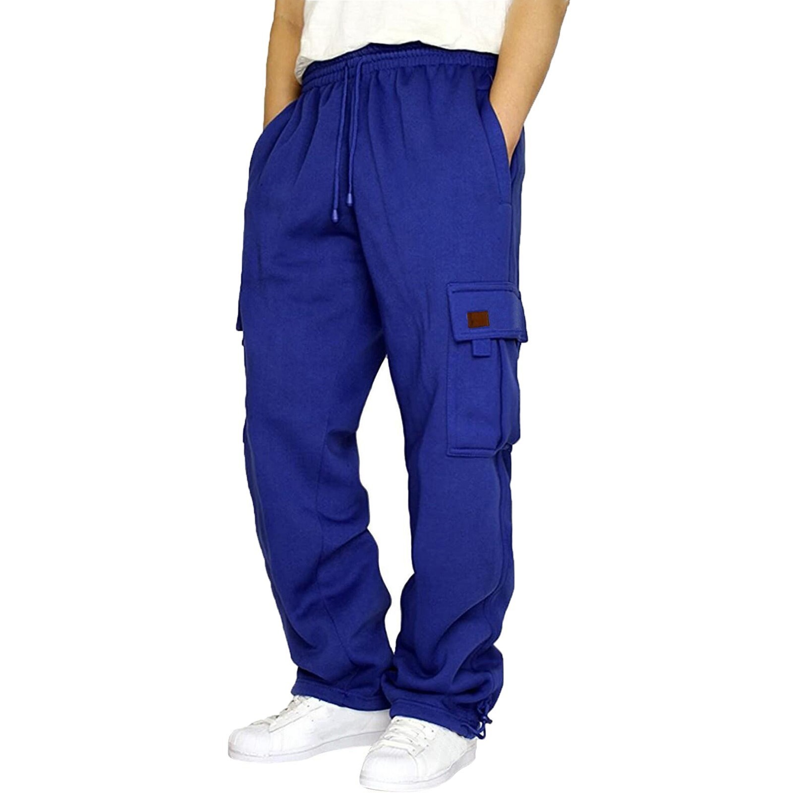 1 Cross-Border Foreign Trade Hot-Selling Men's Casual Fleece-Lined Jogger With Multiple Pockets And Drawstring_voghion.com