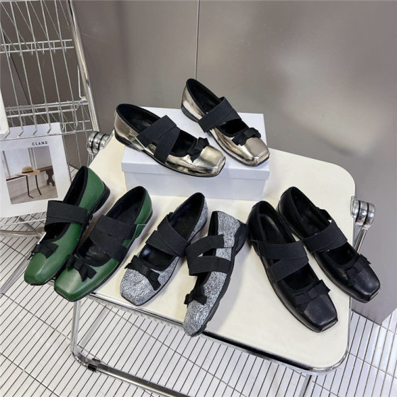 Spring and Summer 2025 Ballet Shoes Retro Fashion All-match Flat Bow Square Toe Women's Single-layer Shoes