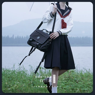 jk制服裙【黑领白身绀领白三本】基础款水手中间长短袖春夏女套装