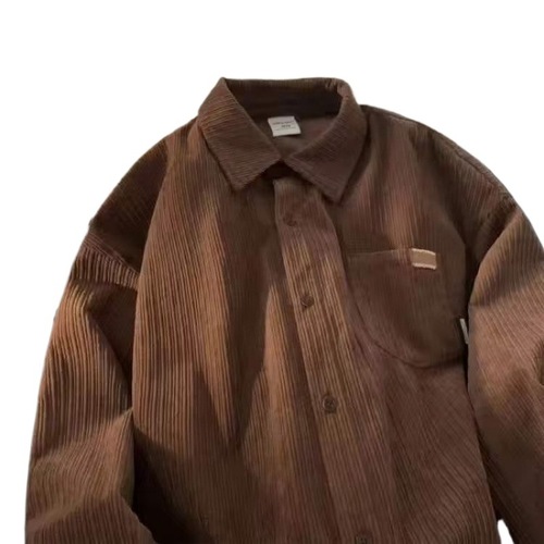 Men's Corduroy Shirt Long Sleeve Autumn/Winter Casual Loose Retro College Style Trendy Brand Couple's Jacket