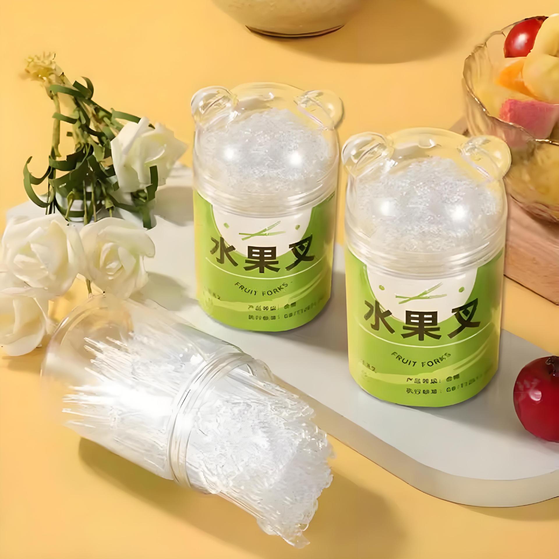 tenedor de fruta tenedor desechable tenedor de frutas tenedor de almacenamiento portátil transparente grosado tenedor doméstico comercial de grado alimenticio